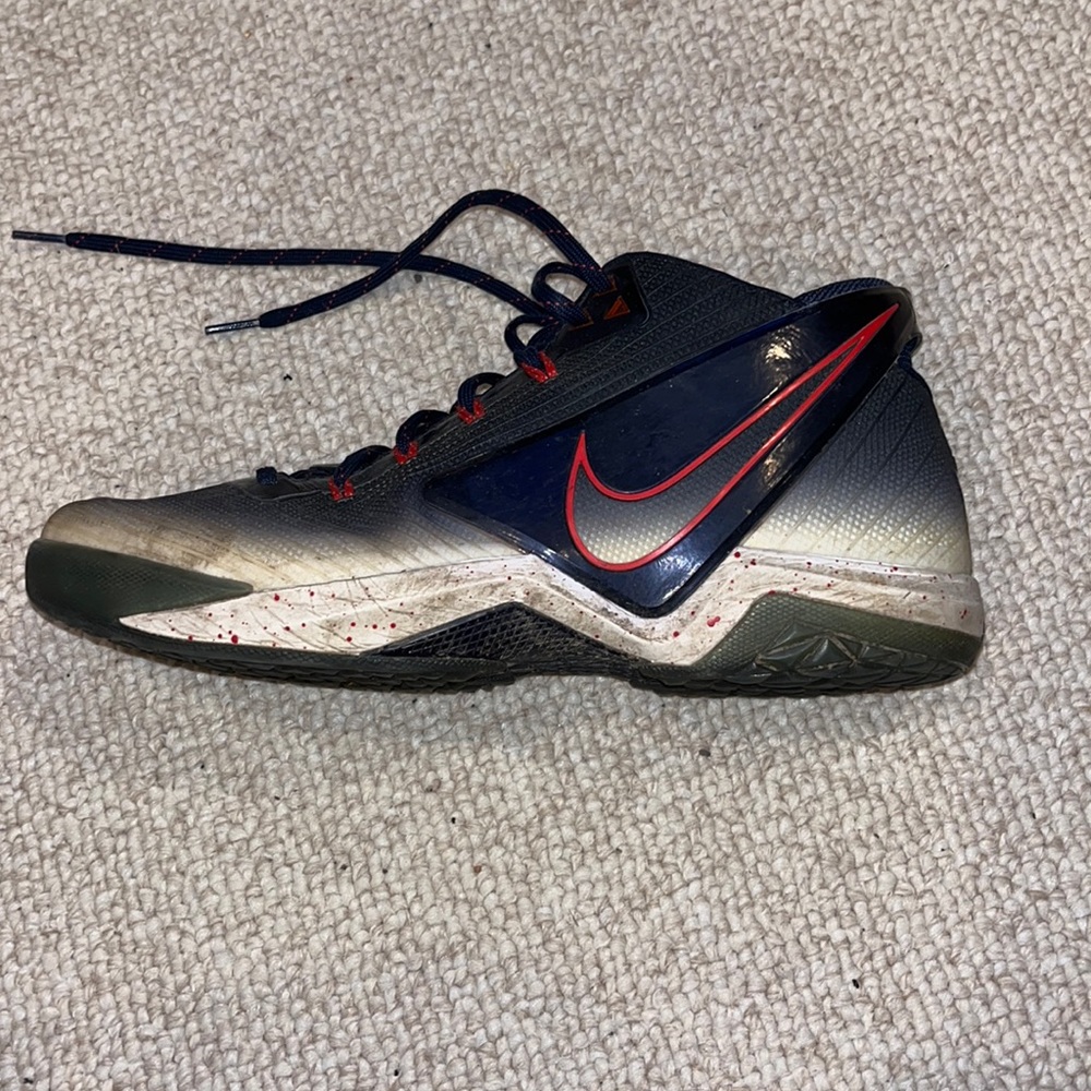 Red, White, and Blue Nike Shoes